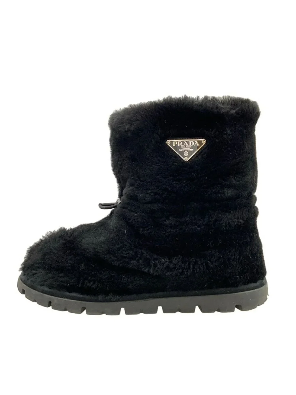 Prada Short Boots 40 Black Shearling